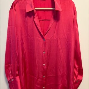 Zara Hot Pink Satin Button Down